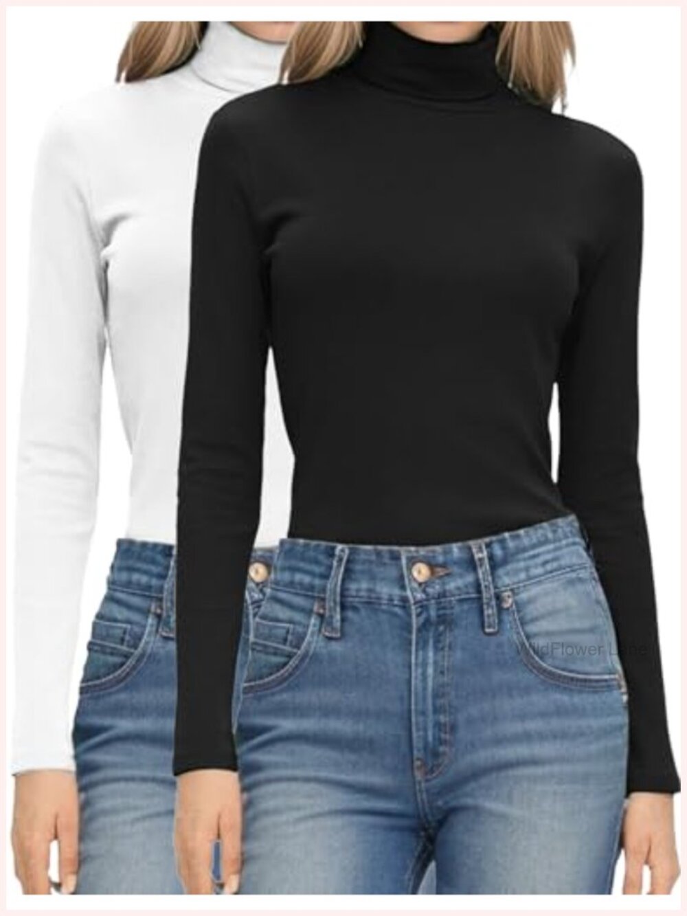 Women's Turtleneck Long Sleeve Top Lightweight Base Layer T-Shirt